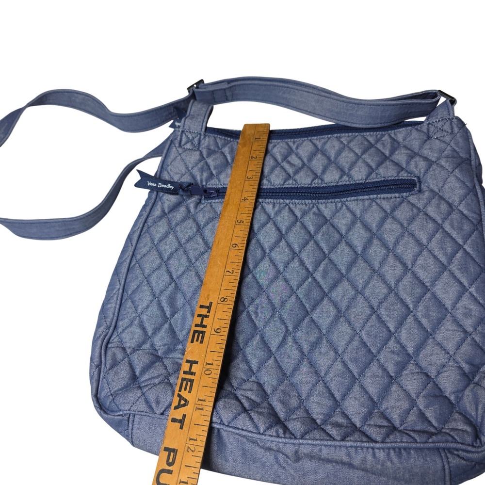 Vera Bradley Quilted Denim Crossbody Bag Blue Floral Lined Adjustable Strap - Picture 6 of 10